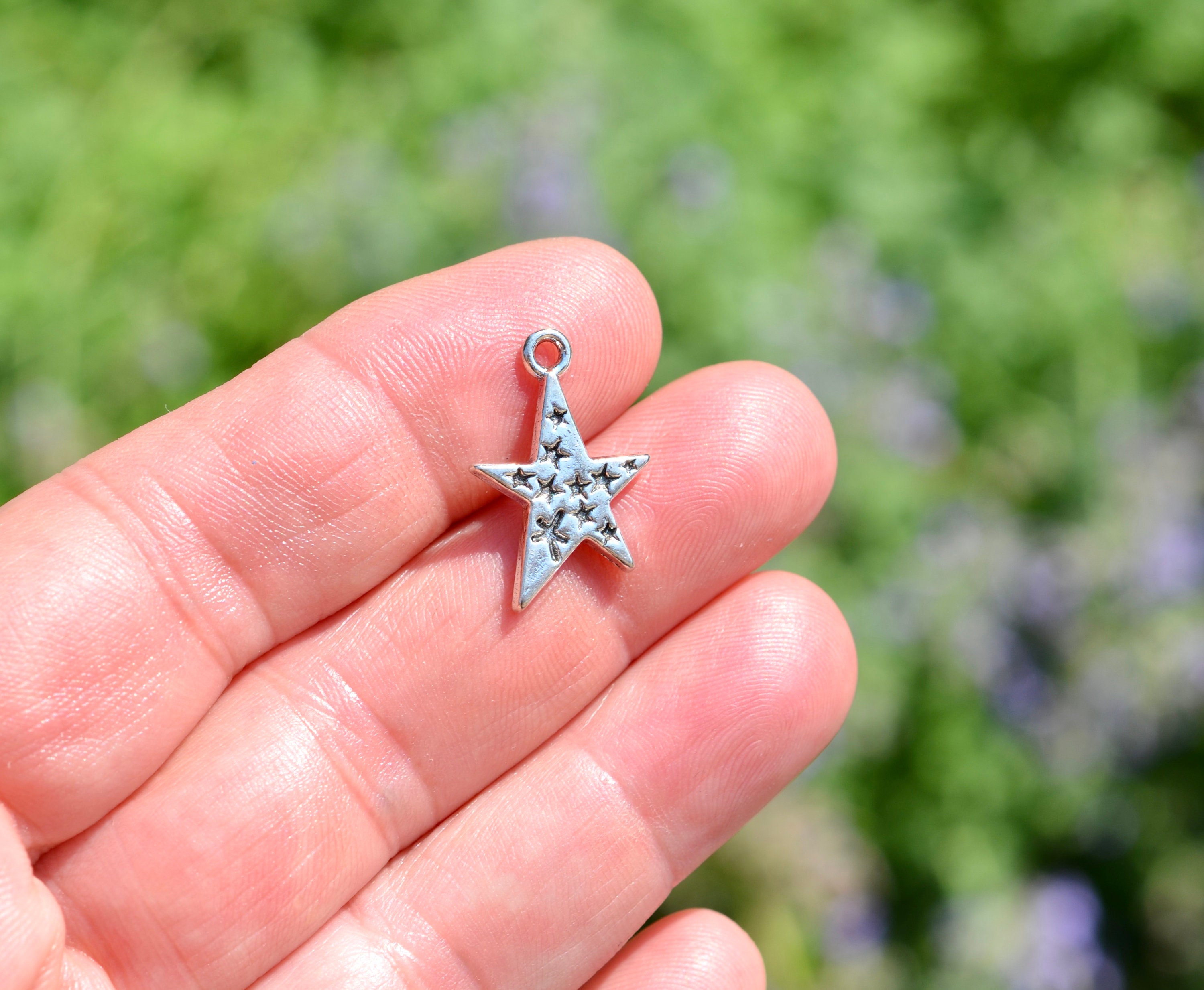 10 Star With Little Stars, Silver Tone Charms SC6055 