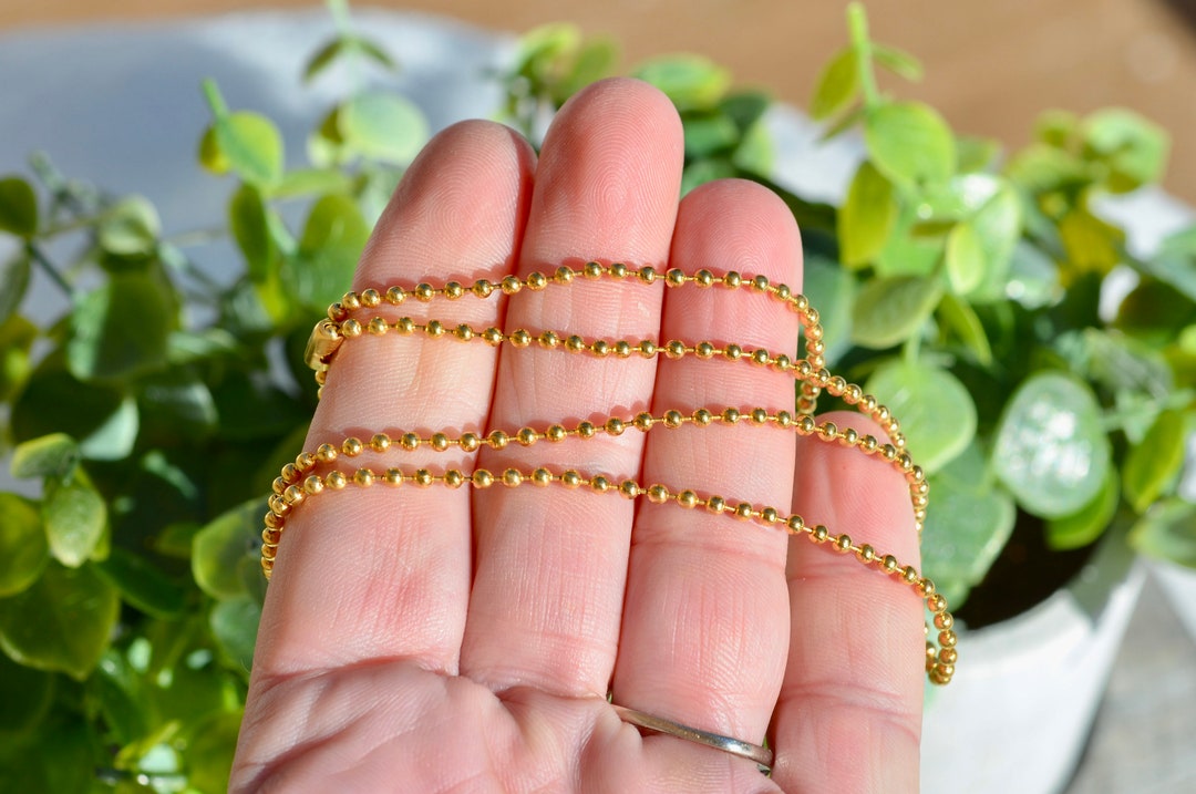 1 Ball Chain Stainless Steel Gold Plated 2mm 23" Necklace C1031 - Etsy
