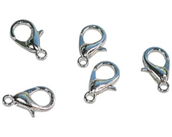 20 Bright Silver Tone Lobster 12mm Clasp F770
