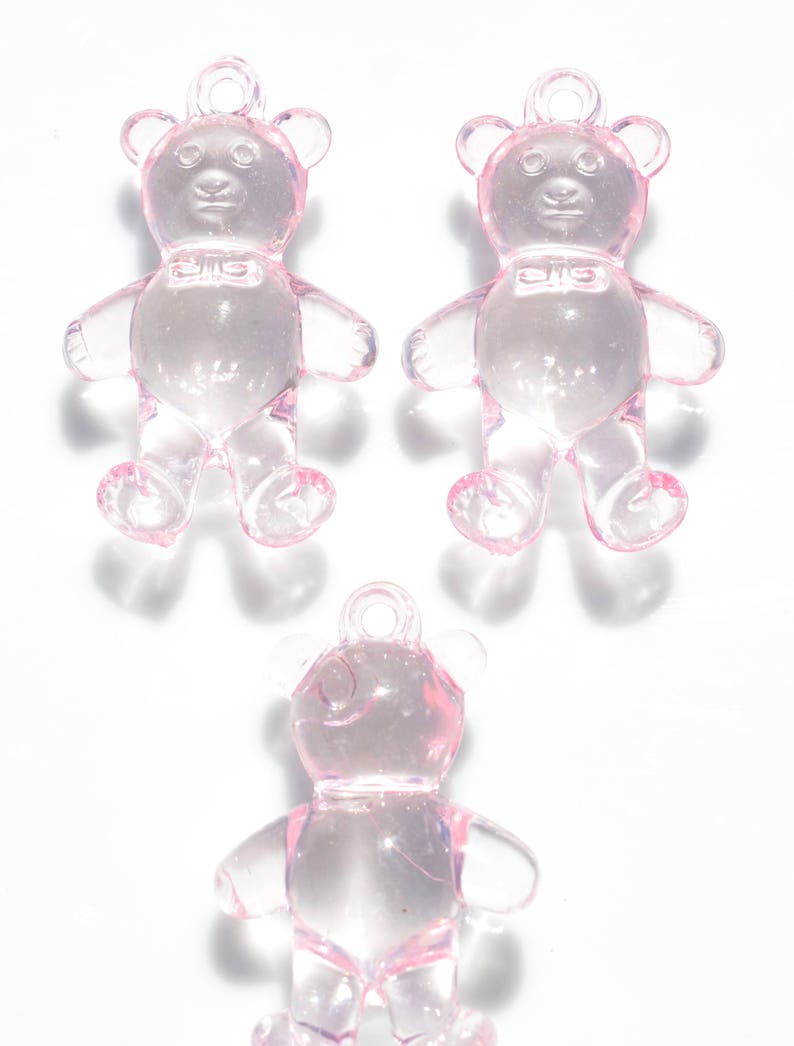 1  Pink Acrylic Teddy Bear  Charm SC5216