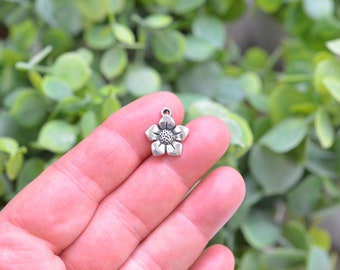 1 Rose Flower Silver Tone Charm SC3054 - Etsy