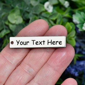 Personalized Stainless Steel 50mm Rectangle Charm, Laser Engrave, Choose Your Font, Pendant EB43E