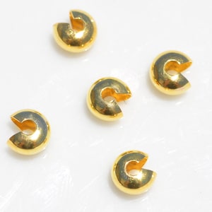 200  Crimp Bead Covers 4mm Gold Tone  F465