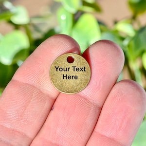 Personalized 16mm Bronze Tone Charm, Laser Engraved, Choose Your Font, Quantity EB146E