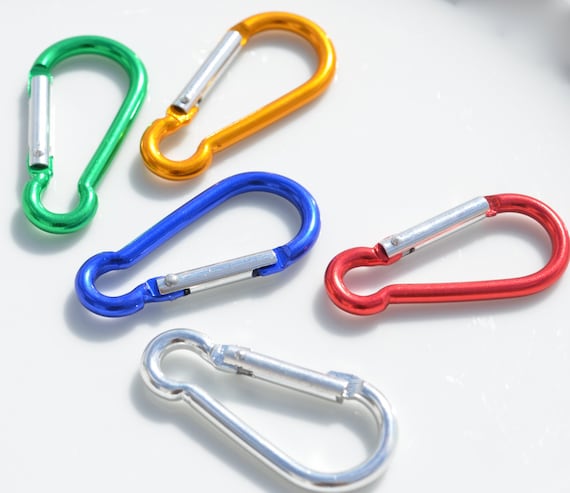 5 Mini Carabiner Clips Multi Color Aluminum F378 