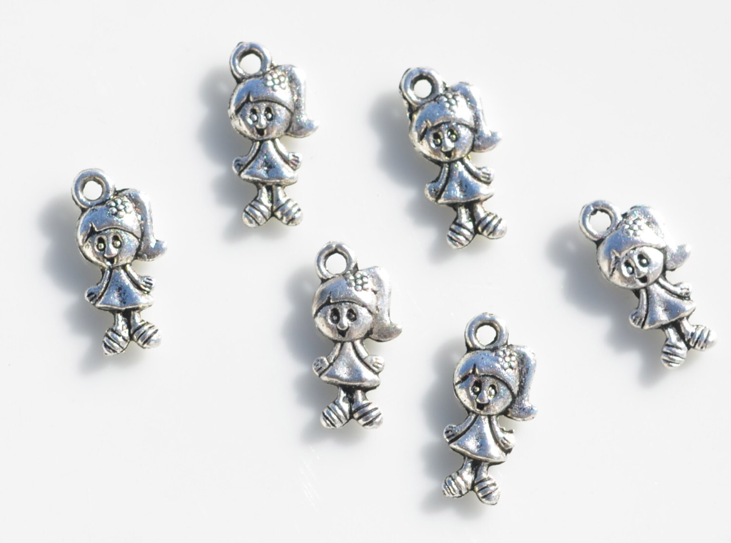 10 Little Girl Silver Tone Charms SC1563 Etsy
