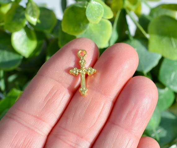 BULK 50 Cross Bright Gold Plated Charms GC2443 