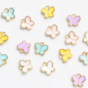 BULK 20 Butterfly Gold Tone With Pink Blue and Yellow Enamel - Etsy