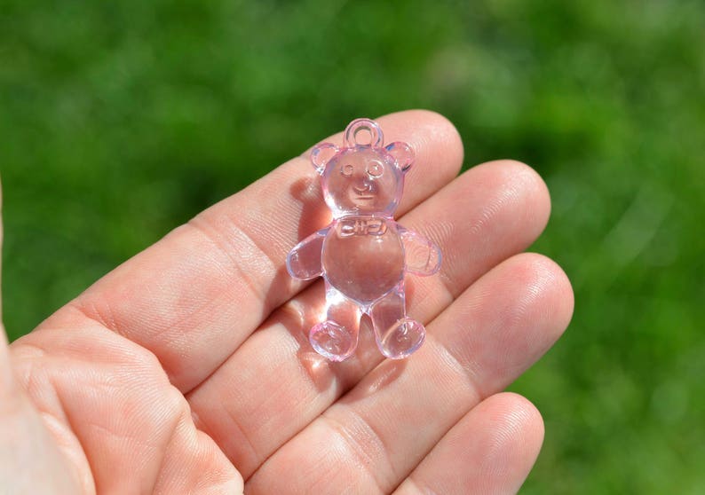 1 Pink Acrylic Teddy Bear Charm SC5216