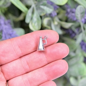 10  Cheerleading Megaphone 3D Silver Tone Charms SC2544