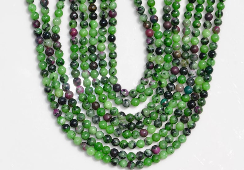 1 Strand Ruby in Zoisite 4mm Round Beads BD966