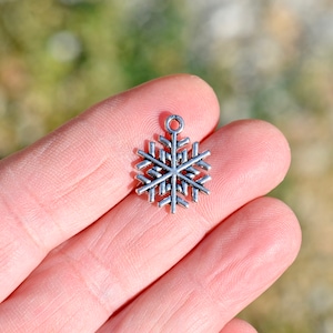 BULK 50 Winter Snowflake Silver Tone Charms SC1235
