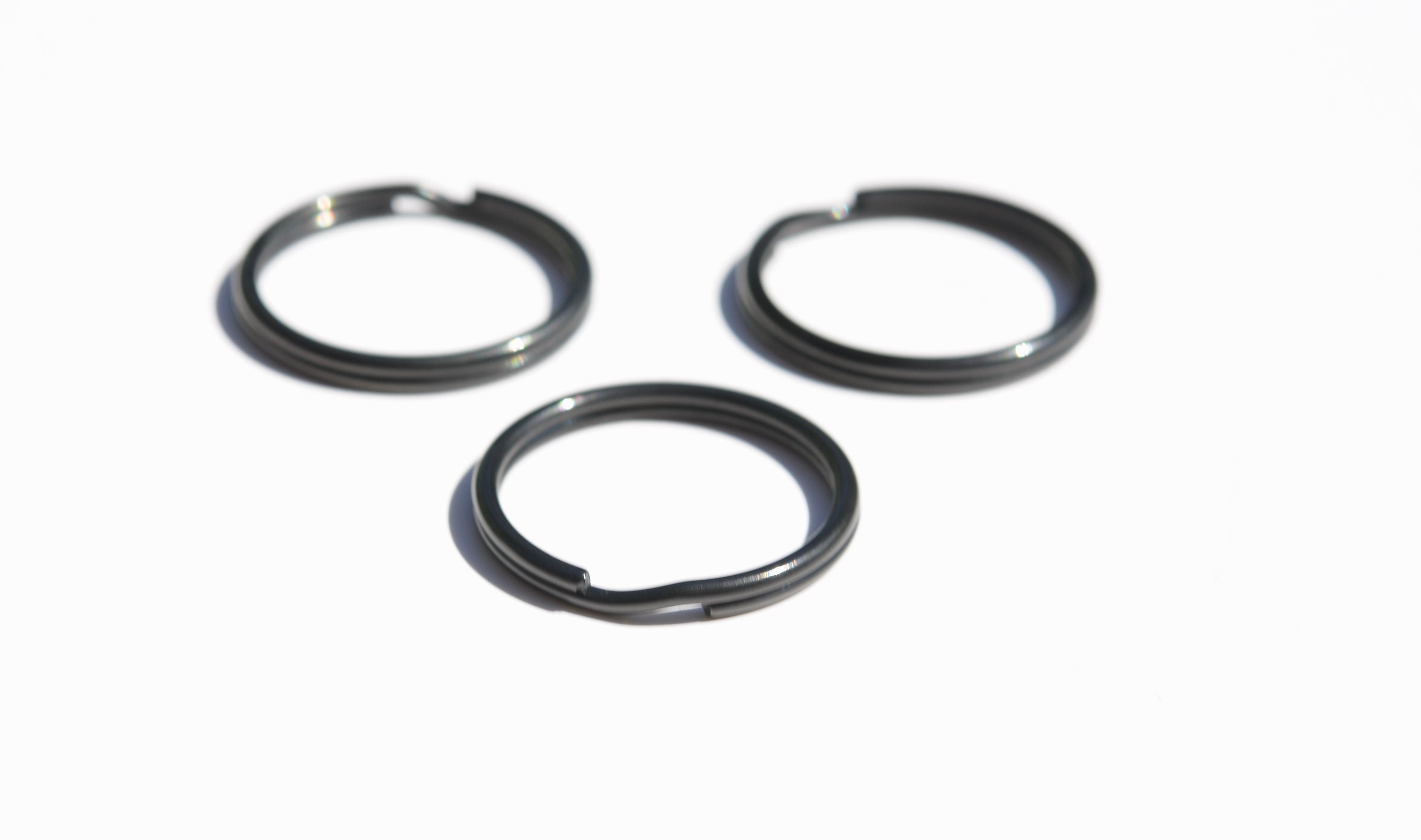 5 Stainless Steel 25mm Black Gunmetal Split Key Ring Holders F614