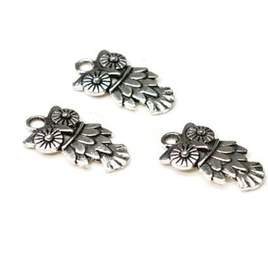 10 Owl Silver Tone Charms SC1390 image 2