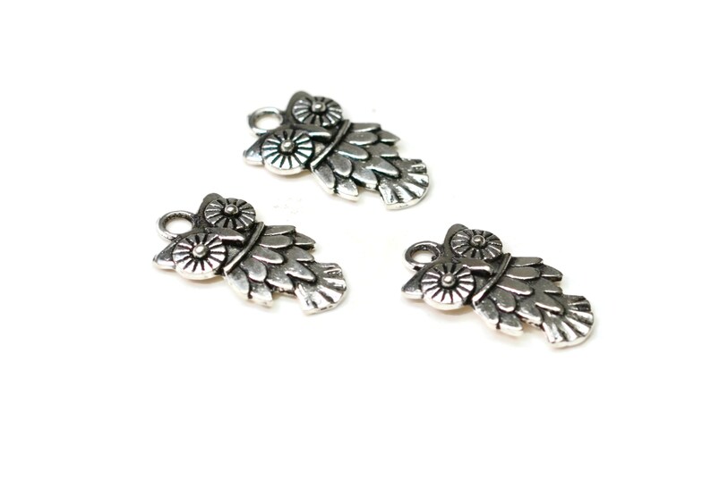 10 Owl Silver Tone Charms SC1390 image 2