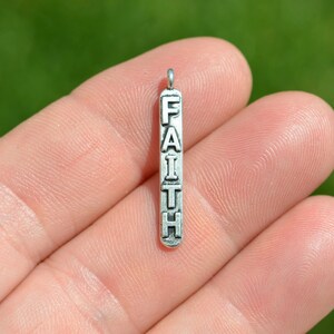 10  FAITH Silver Tone Word Charms SC5161