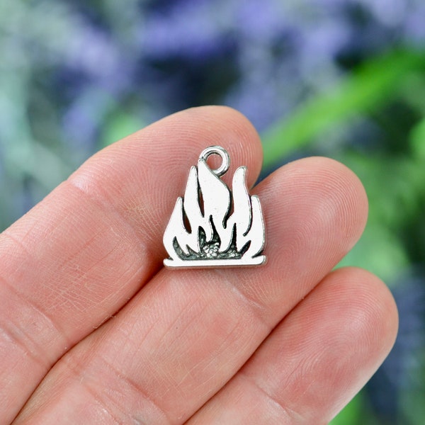 BULK 20  Fire Silver Tone Charms SC6746