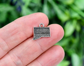 BULK 20 State of Connecticut Silver Tone Charms SC2338