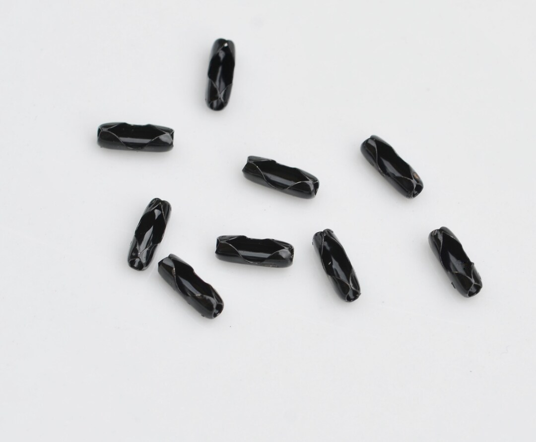 50 Black Ball Chain Connectors 2.4mm F663 Etsy