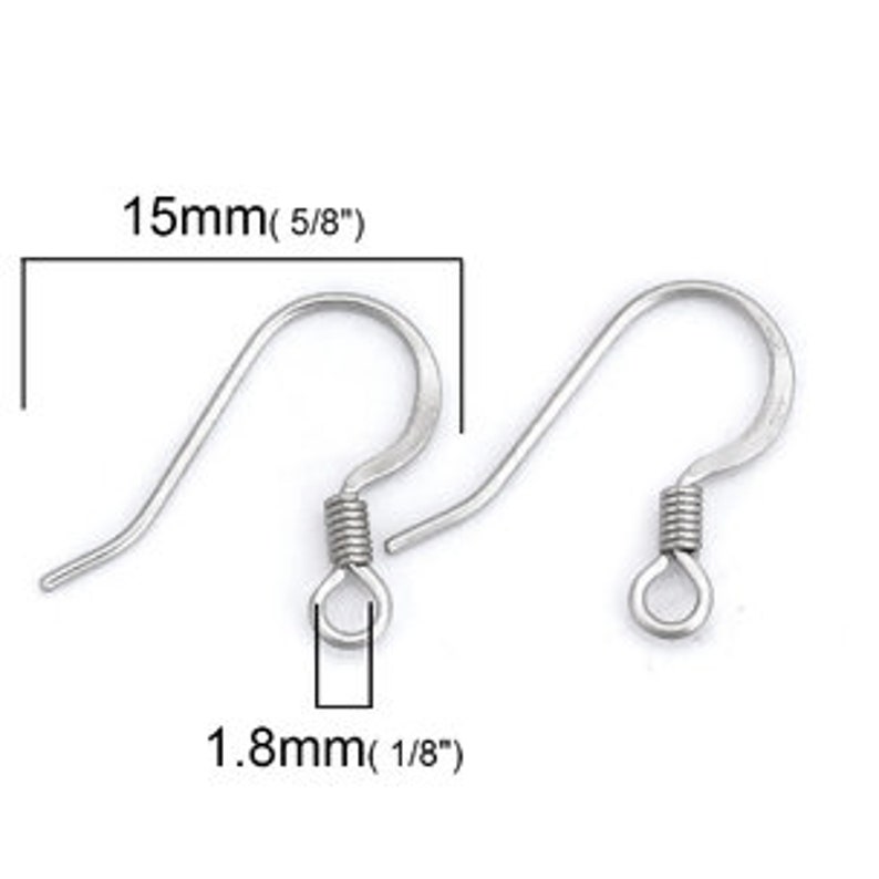 BULK 20 Stainless Steel Earring Wires With a Loop F595 Etsy