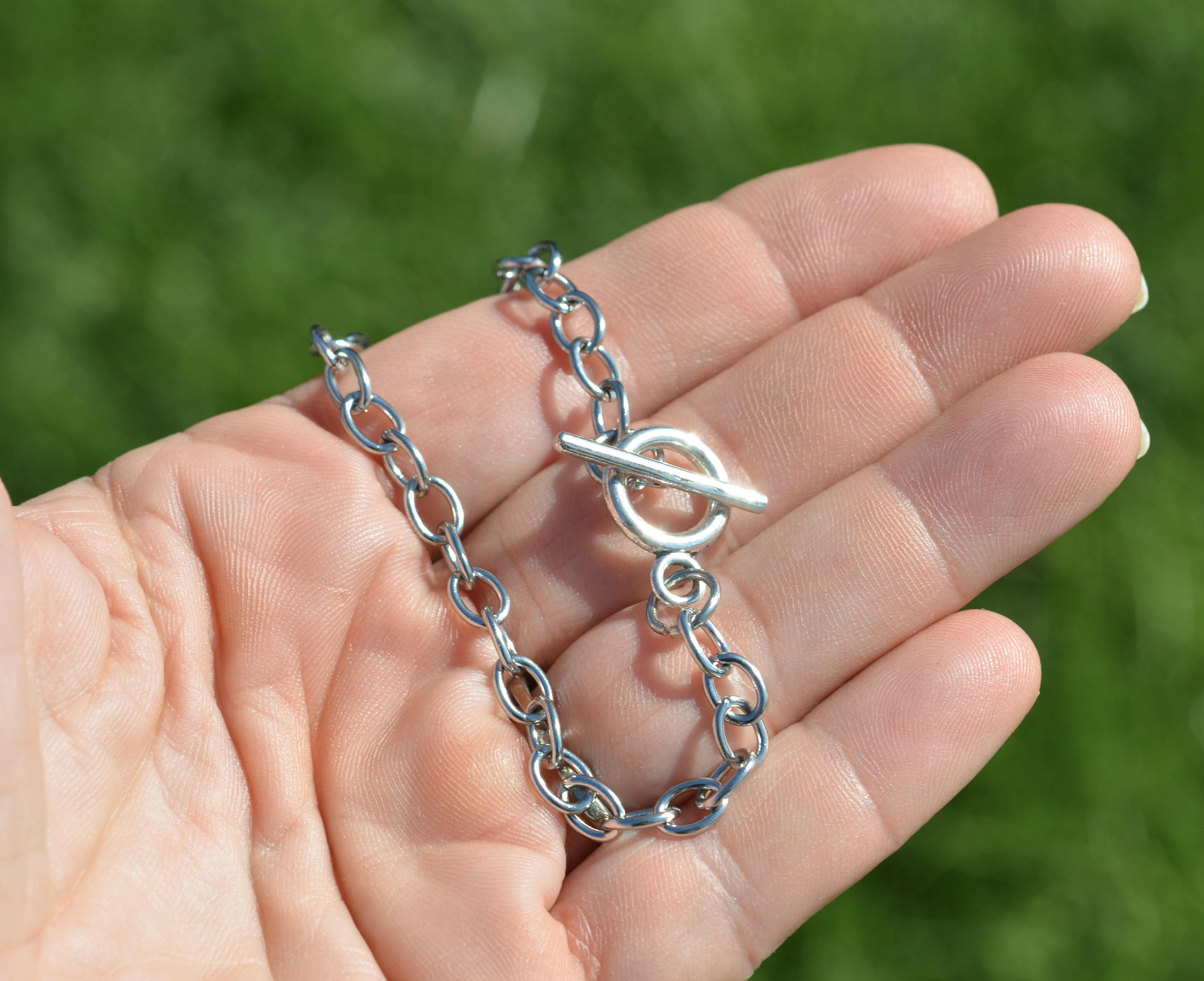 BULK 10 Stainless Steel Charm Bracelets with Toggle Clasp C806
