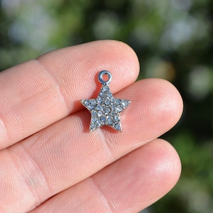 1  Rhinestone Star Silver Tone Charm SC5022