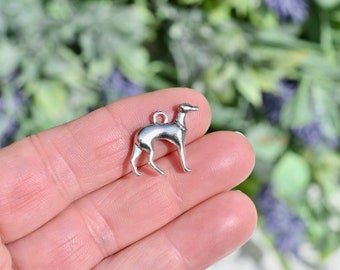 BULK 20  Greyhound Dog Silver Tone Charms SC1477