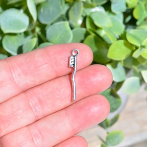 5   Toothbrush 3D Silver Tone Charms SC3338