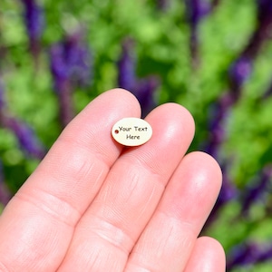 Personalized Tiny Gold Stainless Steel Charm, Laser Engraved, Choose Your Font, and Quantity, Small Oval Charm EB47E