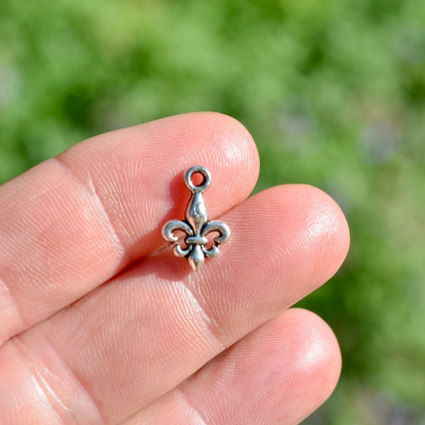 10  Fleur de Lis Silver Tone Charms SC2440