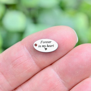 Forever in my heart Custom Laser Engraved Tiny Oval Stainless Steel Charm CC743