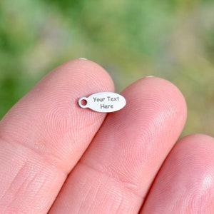 Personalized Stainless Steel Charm, Laser Engraved, Choose Your Font and Quantity Options Small Oval Charm EB231E