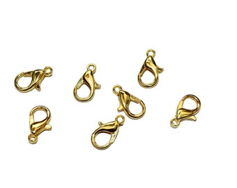 BULK 100 Lobster 12mm Clasps  Gold Tone   F311