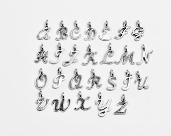 1 Full Alphabet 26 Letters A through Z Silver Tone Charms SC6876