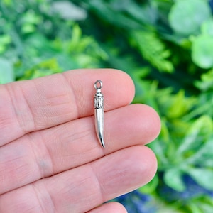 10  Italian Horn Silver Tone Charms SC2791