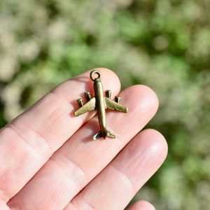 1  Airplane 3D Bronze Tone Charm BC5516