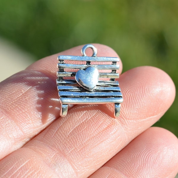 1 Park Bench with a Heart Silver Tone 3D Charms SC5509