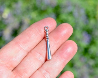 BULK 50 Baseball Bat 3D Silver Tone Charms SC2830