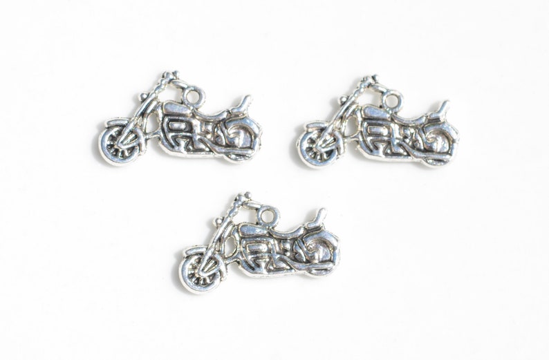 BULK 50 Motorcycle Silver Tone Charms SC1301 image 2