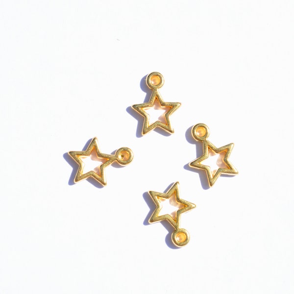 BULK 50  Open  Star Gold Plated Charms GC5086