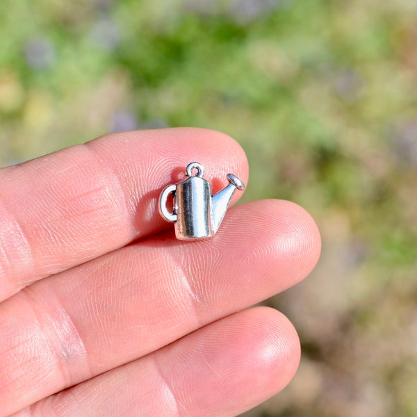 BULK 20 Watering Can Silver Tone 3D Charms SC3034