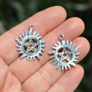 BULK 20 Sun Pentagram Anti- Possession Silver Tone Charms SC3545 image 5