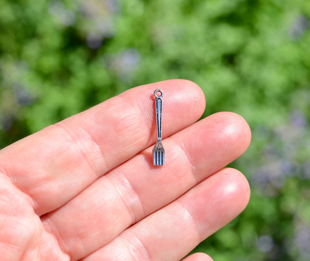 BULK 50 Fork Silver Tone Charms SC4251 Etsy