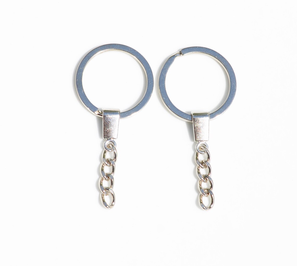 5 Key Ring Holders Silver Tone With Extender Chain F553 Etsy