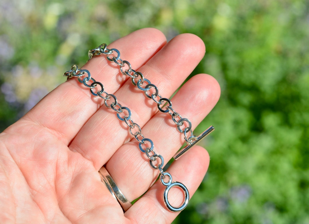 1 Link Charm Bracelet With Toggle Clasp C812 Etsy