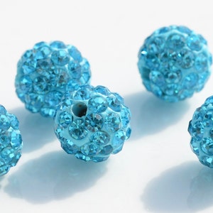 5 Shamballa 10mm Round Bright Blue Beads BD305