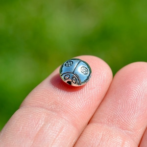 BULK 50  Ladybug Silver Tone Beads  BD866