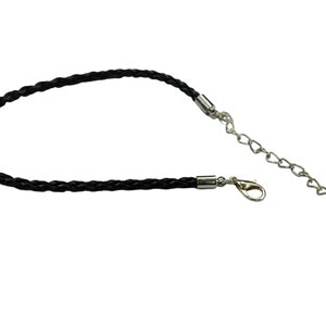 1 Black Braided 7.5" Faux Leather Bracelet, With a 1.5" Extender Chain C944