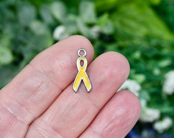 5 Yellow Enamel  Cancer Awareness Ribbon Charms SC3044