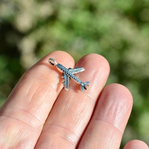 BULK 50  Airplane Silver Tone Charms SC2487